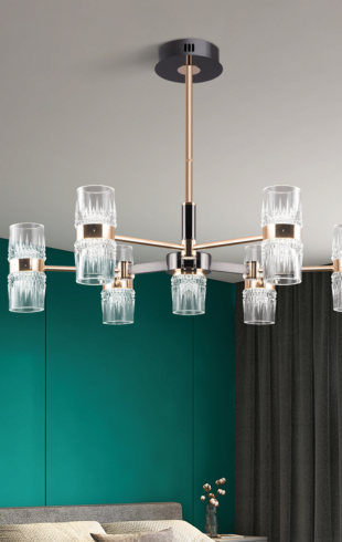 Home Light  Iron + Acrylic    Material Black + Gold Finished Pendent Light