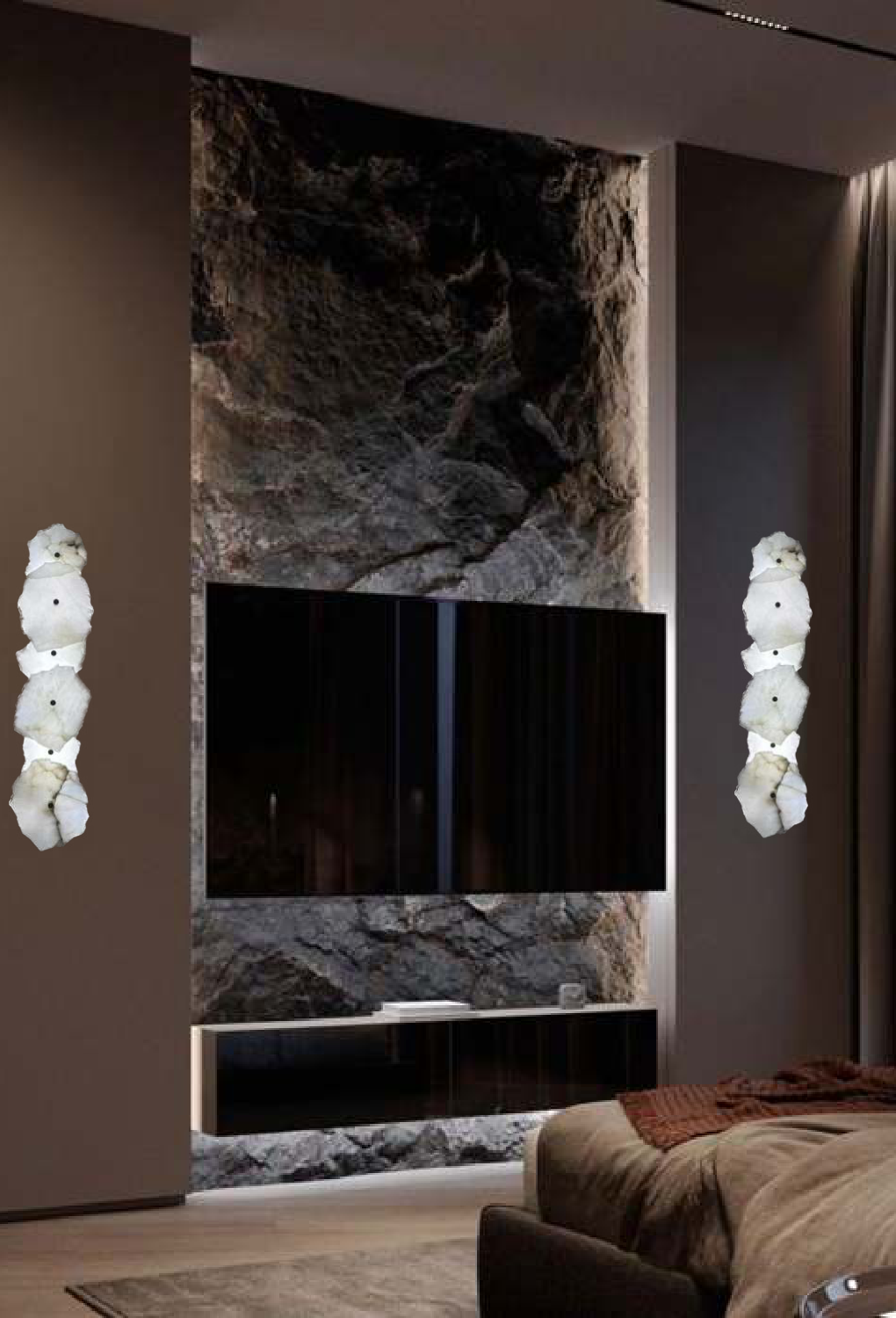 Light House Metal + Marble Material Brass Finished Wall Light