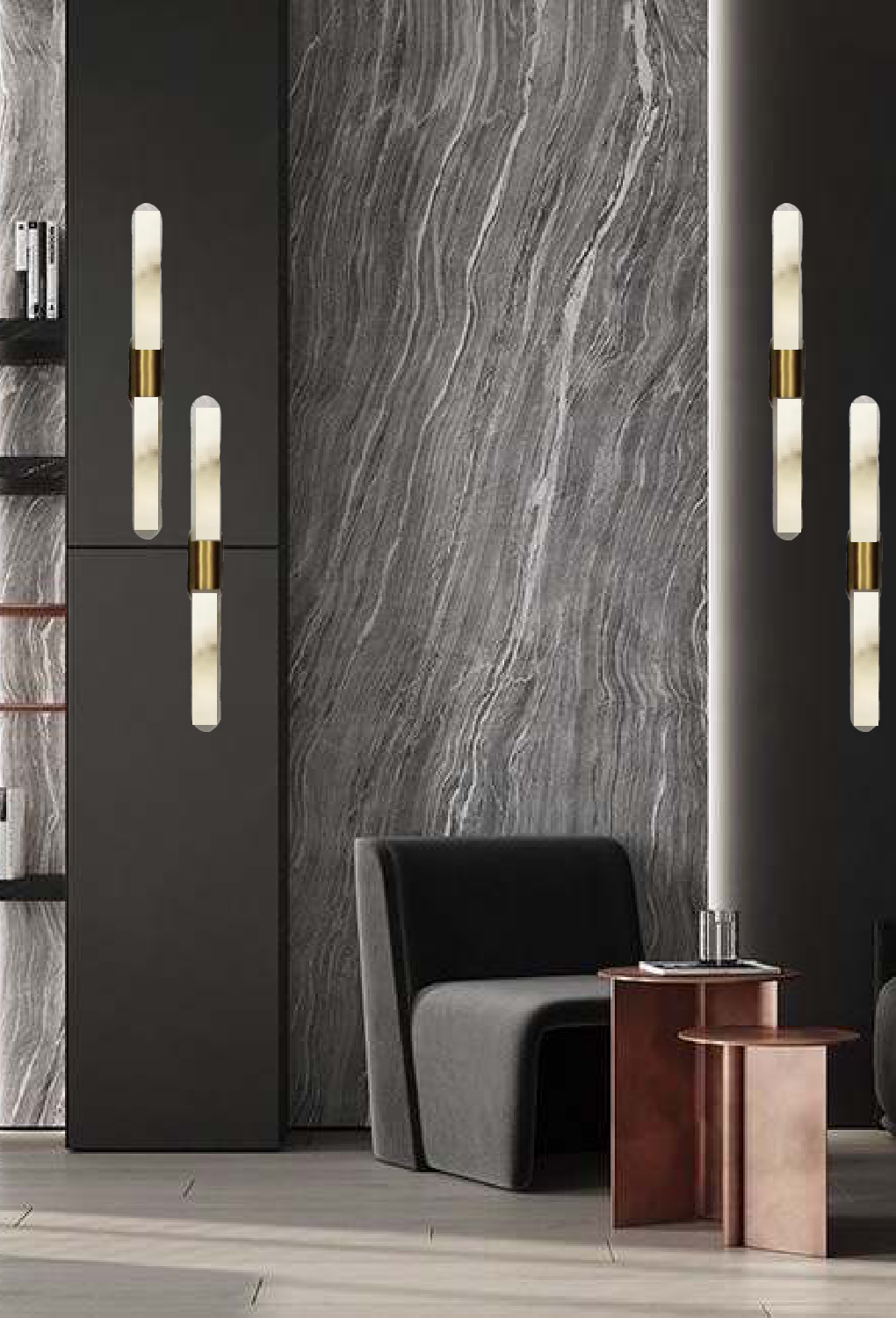 Light House Metal + Marble Material Brass Finished Wall Light