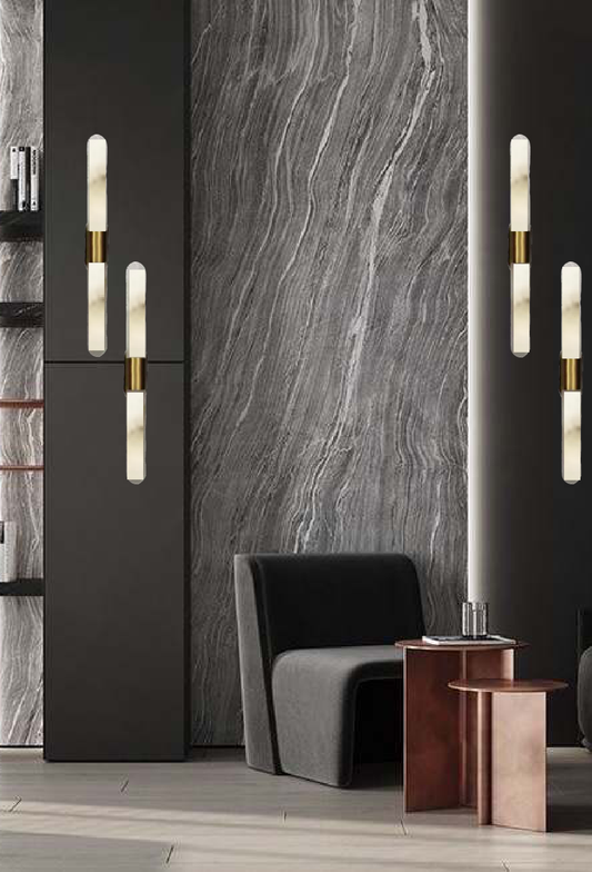 Light House Metal + Marble Material Brass Finished Wall Light