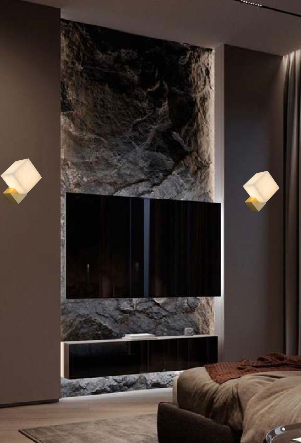 Light House Metal + Marble Material Brass Finished Wall Light